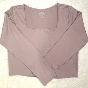 Hollister Mauve Long Sleeve Square Neck Crop Top Size XL